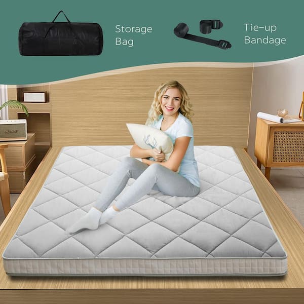 Futon Mattress, 54 in. x 4 in. Cushion 1-Piece Deep Seating Outdoor Floor Mattress Cushion Corner Set Gray Cush
