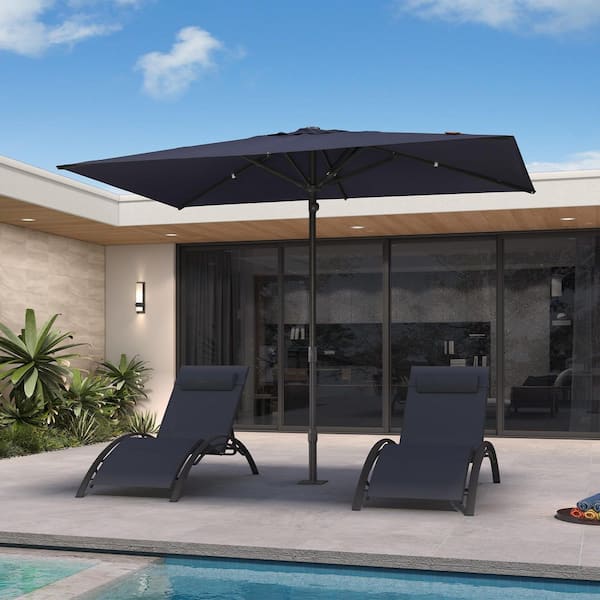 5 foot patio umbrella ribs Rectangle top design 9ft Market Patio Umbrella 8
