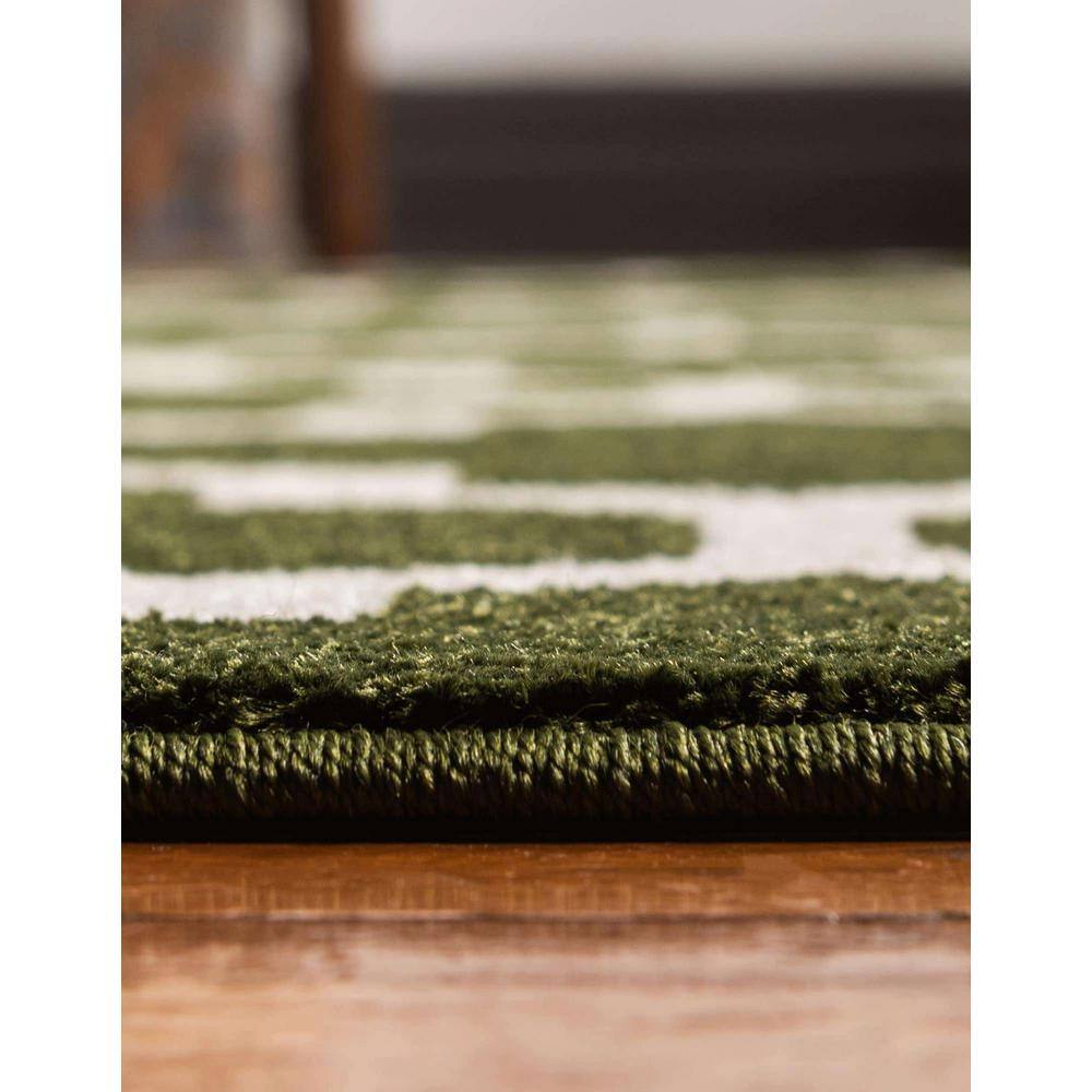 Elegant Dark Green Trellis Synthetic Indoor Rug, Stain-Resistant and Washable