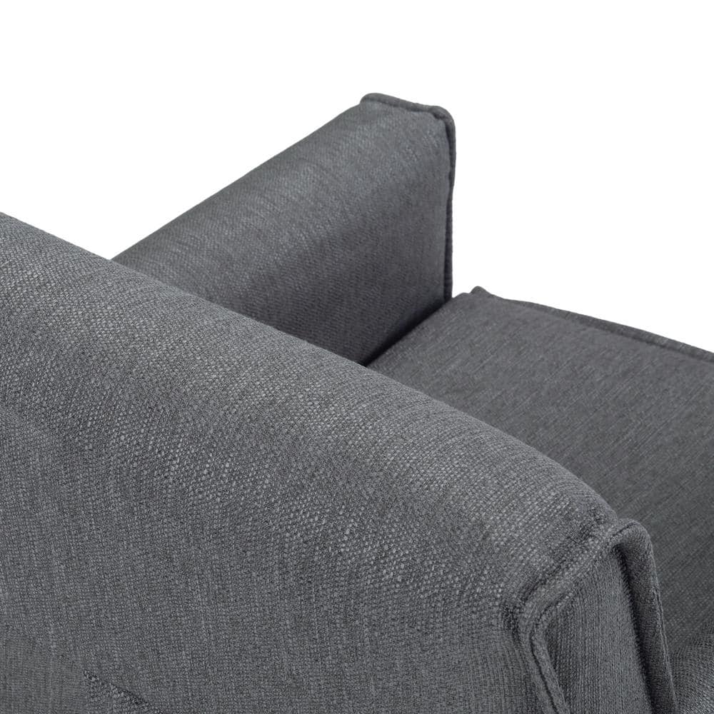 Slate Grey Faux Leather Handcrafted Wood Accent Chair