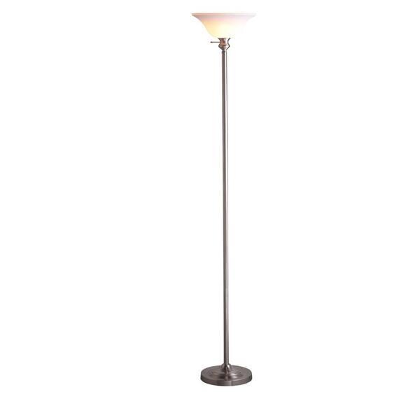 Hampton Bay 71 25 In Nickel Torchiere Floor Lamp 18115 009 The Home Depot