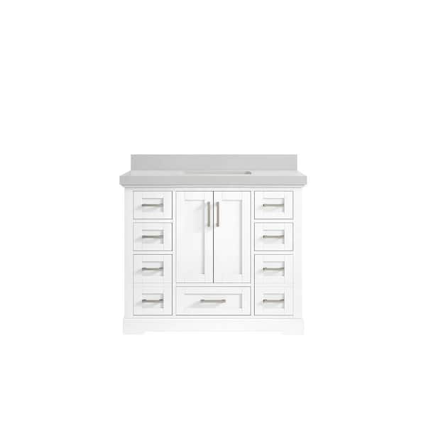 Willow Collections Boston 42 in. W x 22 in. D x 36 in. H Bath Vanity in White with 2" Carrara Quartz Top