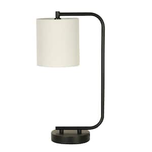 17 in. Black Metal Indoor Table Lamp with Decorator Shade
