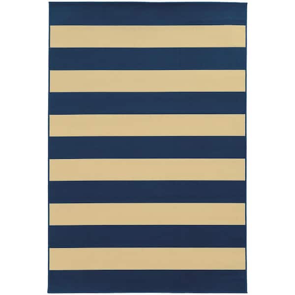 Home Decorators Collection Nantucket Navy Doormat 3 ft. x 5 ft. Indoor/Outdoor Patio Area Rug