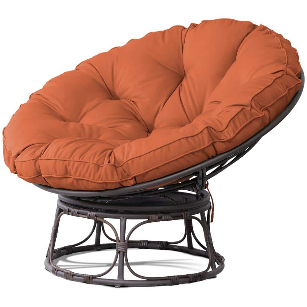 Patio Wicker Outdoor Papasan Lounge Chair with Orange Cushion price history on PriceWatchPro
