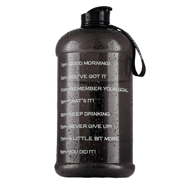 Zulay Kitchen 128 oz Hydration Nation Plastic Water Bottle with Times to  Drink- Black HN-1GLLN-WTR-BTTL-TM-MRKR-WTH-HNDL-BLK - The Home Depot