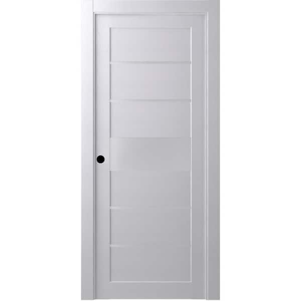 Belldinni 28 in. x 80 in. Siah Bianco Noble Right-Hand Solid Core Composite 5-Lite Frosted Glass Single Prehung Interior Door