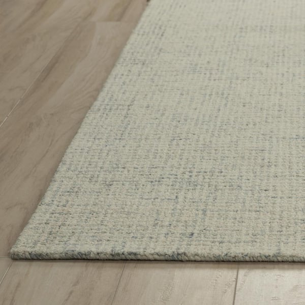 London Collection Blue/Ivory 12 ft. x 15 ft. Hand-Tufted Solid Area Rug