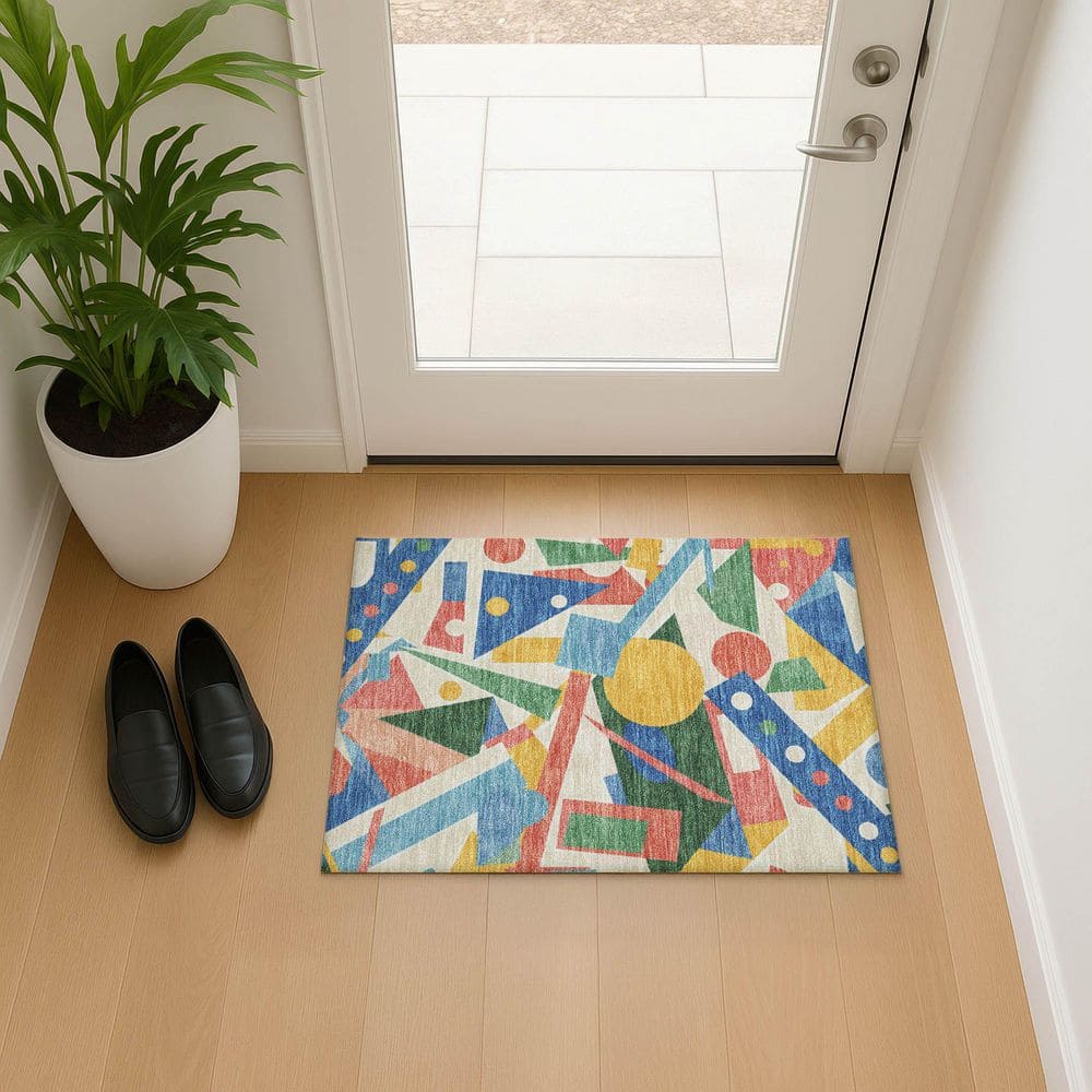Mayfield Premium Machine Washable Abstract AMF1693 Blue 2 ft. x 3 ft. Area Rug price history on PriceWatchPro