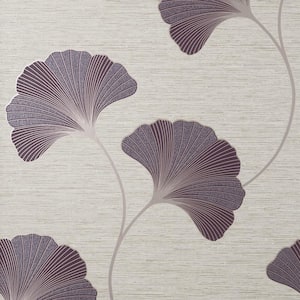 Miya Purple Ginkgo Vinyl Non-Pasted Textured Wallpaper