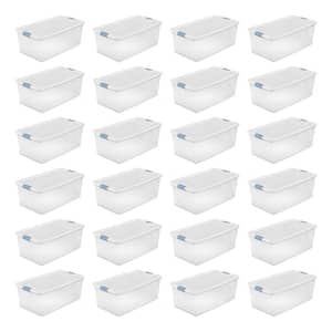 106 Qt.Clear and Blue Stackable Latching Storage Box Container (24-Pack)