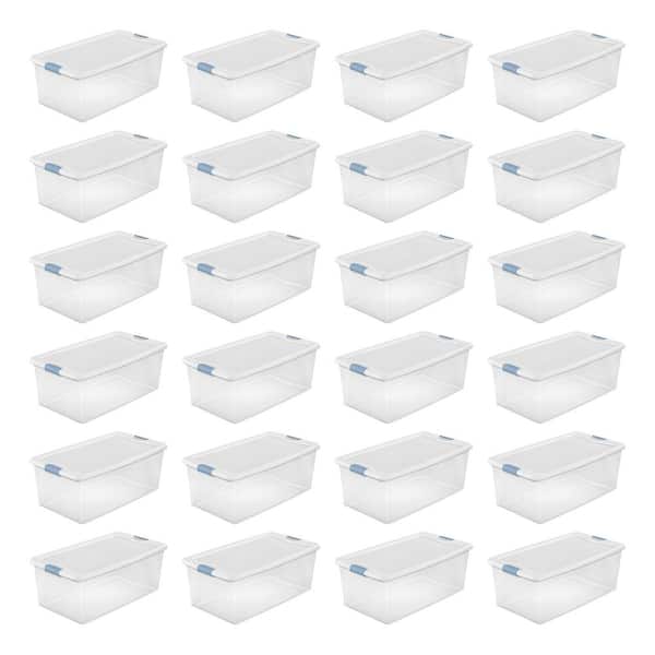 Sterilite 106 Qt.Clear and Blue Stackable Latching Storage Box Container (24-Pack)