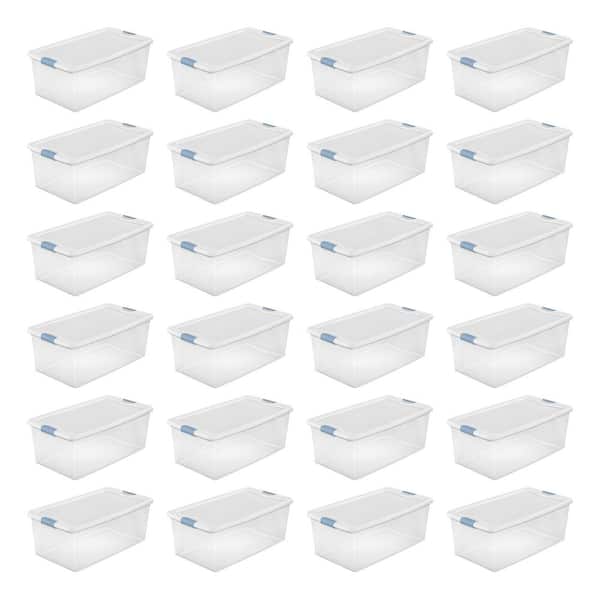 106 Qt.Clear and Blue Stackable Latching Storage Box Container (24-Pack)