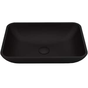 Matte Shell Sottile Black Glass 18 in. L x 13 in. W x 4 in. H Rectangular Vessel Bathroom Sink