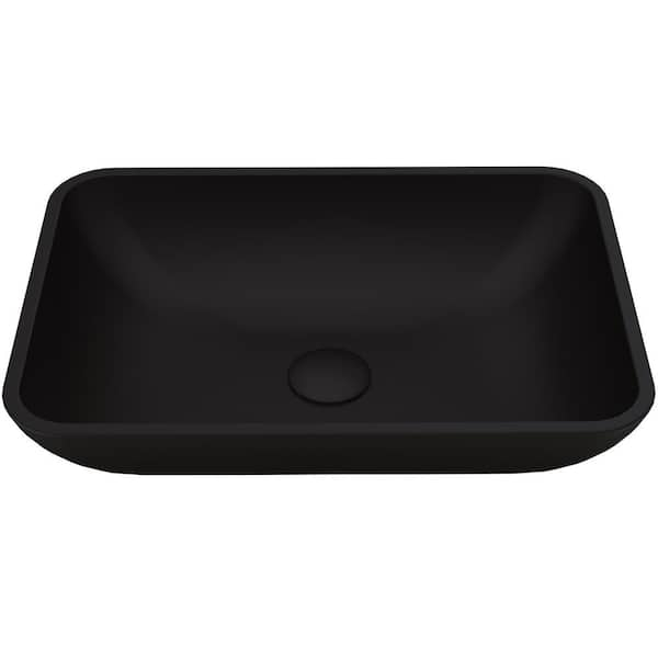 Matte Shell Sottile Black Glass 18 in. L x 13 in. W x 4 in. H Rectangular Vessel Bathroom Sink