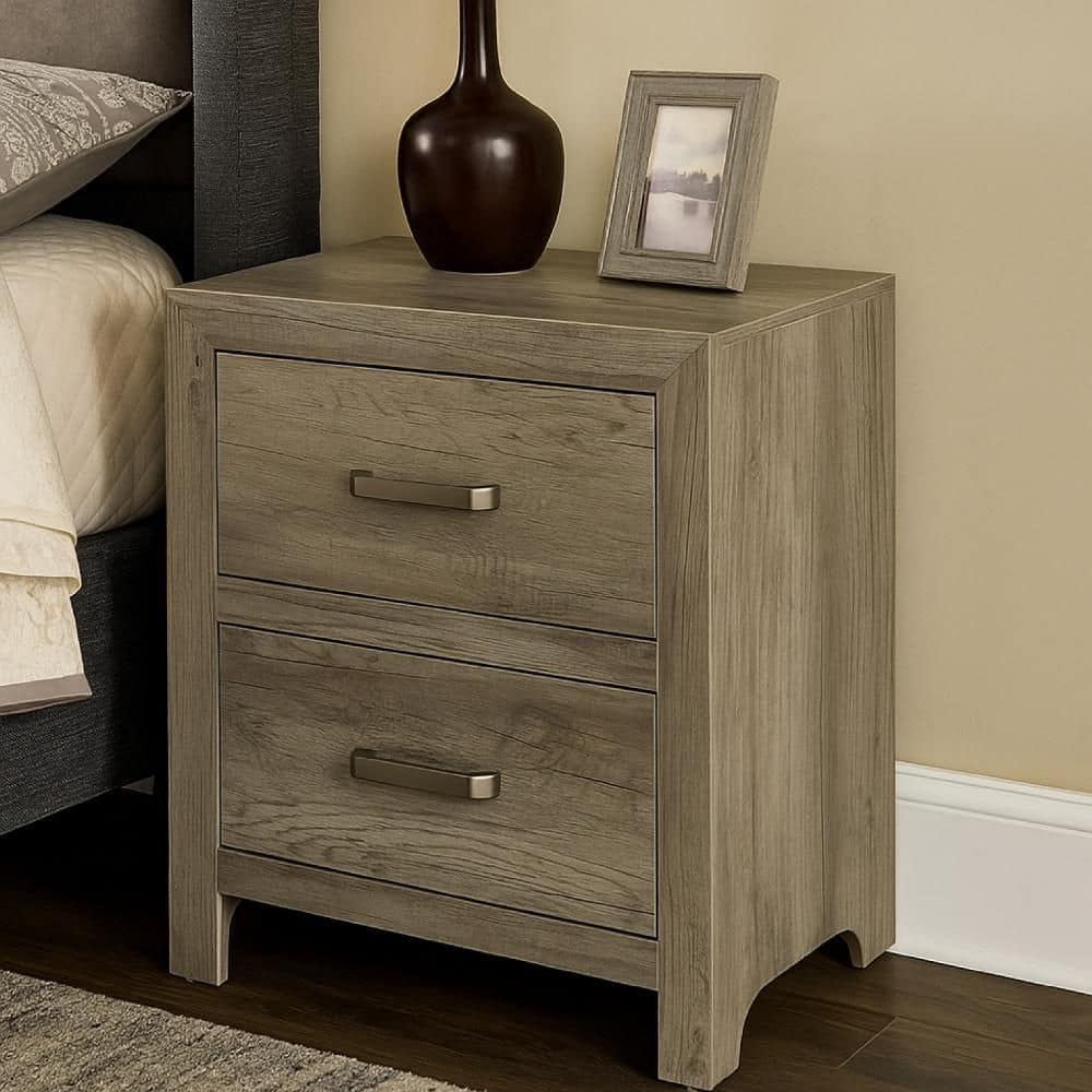 Zane Gray 2 Drawer 16.5 in. W Nightstand
