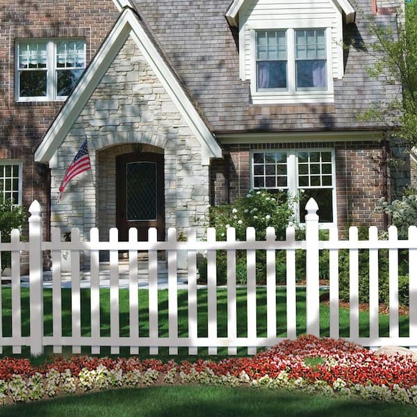 Glendale 4 ft. H x 8 ft. W White Picket Vinyl Fence Panel