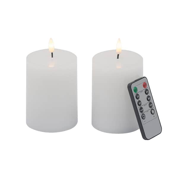 Afoxsos 3 in. x 4 in. White LED Candles with Wick and Remote Control Timer (Set of 2)