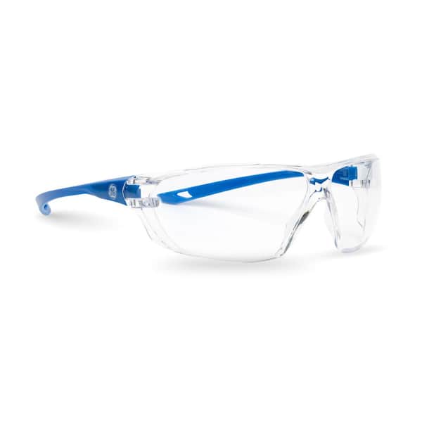 GE 03 Series Blue Frame Safety Glasses w/ Clear Lens-ANSI