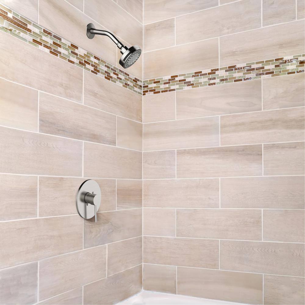 Satin Nickel Wall Mounted Single Handle Shower Faucet
