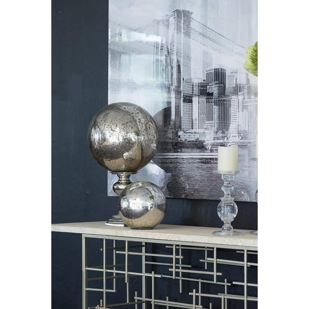 Distressed Silver 8" Glass Sphere Wall Decor Set