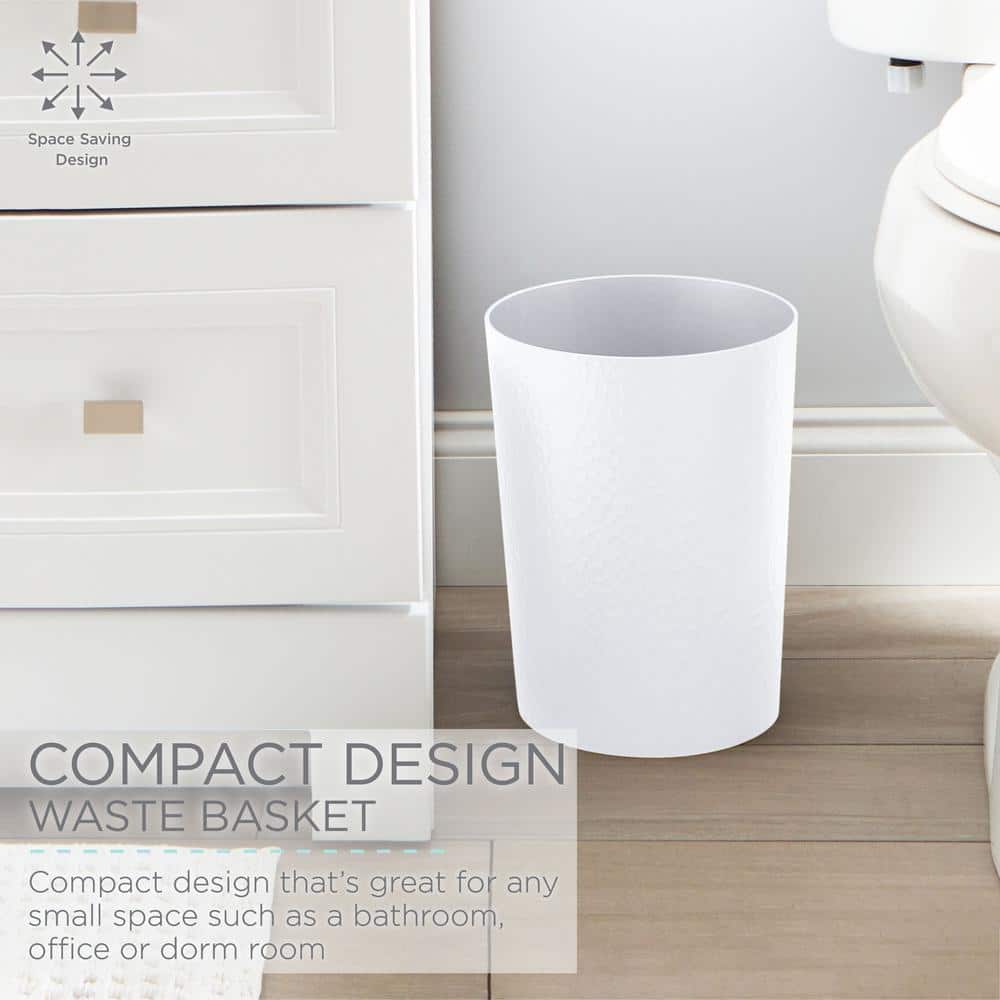 White Hammered Textured Plastic 10L Waste Bin