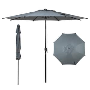 Lyon 9 ft. Steel Market Solar Horizontal Tilt Patio Umbrella in Gray