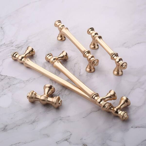 Wudkey 6-Pack 5 in. Brushed Brass Kitchen Cabinet Handles, Cabinet Pulls, Kitchen Cabinet Hardware, Drawer Pulls