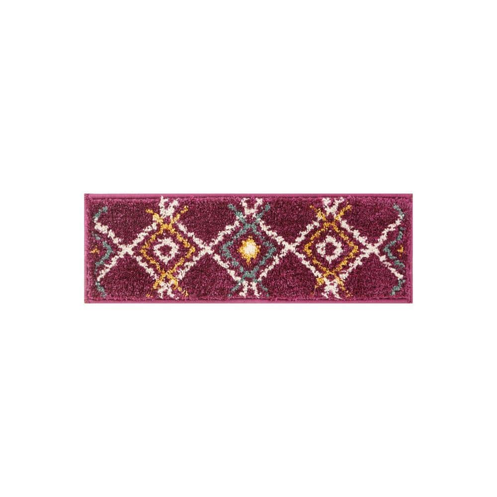 THE SOFIA RUGS Purple 9 in. x 28 in. Polypropylene Carpet Stair Tread
