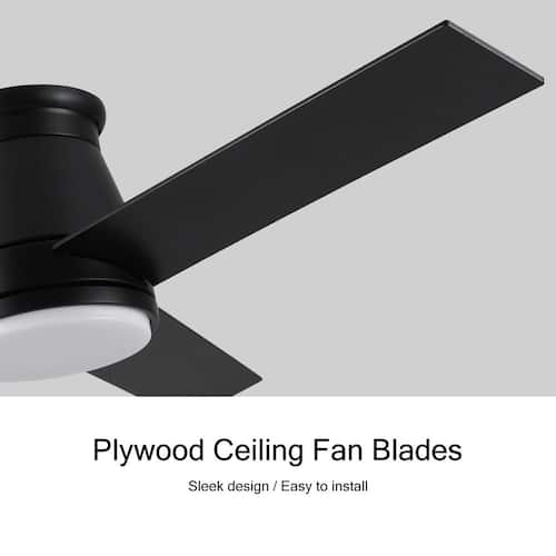 48 in. Indoor Black Lowe Profile Ceiling Fan with Light Lighting