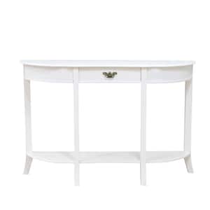 48 in. White Standard Rectangle Wood Console Table with 1-Drawer