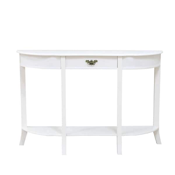 Homecraft Furniture 48 in. White Standard Rectangle Wood Console Table with 1-Drawer