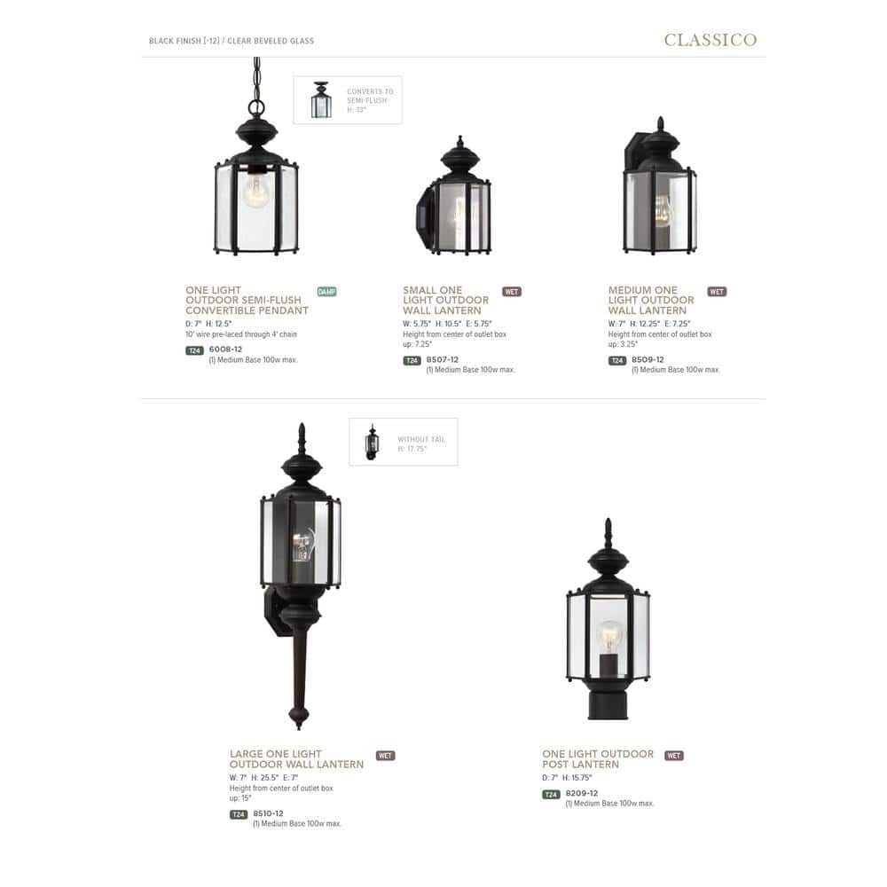 Black Beveled Glass Outdoor Lantern with Clear Shade
