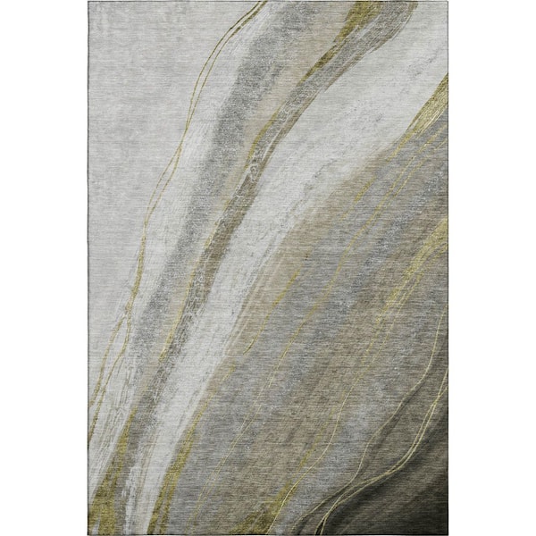 Mayfield Premium Machine Washable Abstract AMF2036 Pewter 10 ft. x 14 ft. Area Rug
