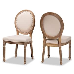 Louis Beige and Antique Brown Dining Chair (Set of 2)