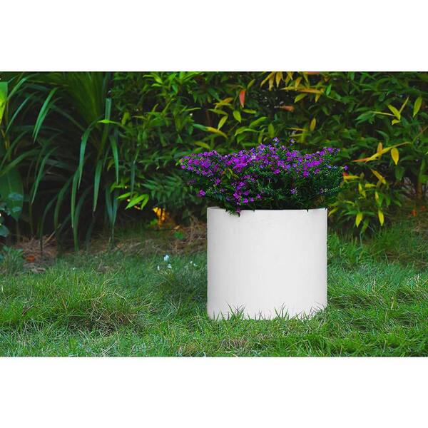 KANTE 15.8 in. Dia Pure White Lightweight Concrete Modern Cylinder