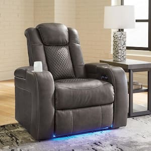 Signature DESIGN BY ASHLEY Fyne-Dyme Blue Faux Leather Standard Power ...