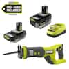 RYOBI ONE+ 18V HIGH PERFORMANCE Kit w/ 4.0 Ah Battery, 2.0 Ah Battery, Charger, & FREE ONE+ Cordless Reciprocating Saw PSK1212SB-PCL515B