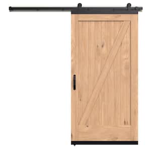 42 in. x 80 in. Karona Z Design Unfinished Rustic White Oak Wood Sliding Barn Door with Hardware Kit