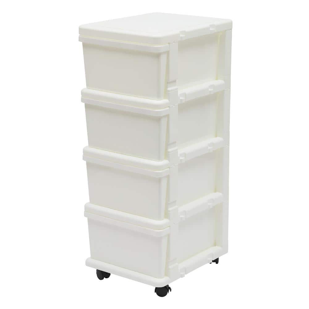 13.3 in. W x 34.5 in. H x 16.5 in. D 4-Drawer Organizer Shelves Freestanding Cabinet in White price history on PriceWatchPro