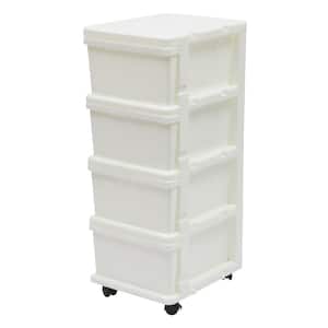 13.3 in. W x 34.5 in. H x 16.5 in. D 4-Drawer Organizer Shelves Freestanding Cabinet in White