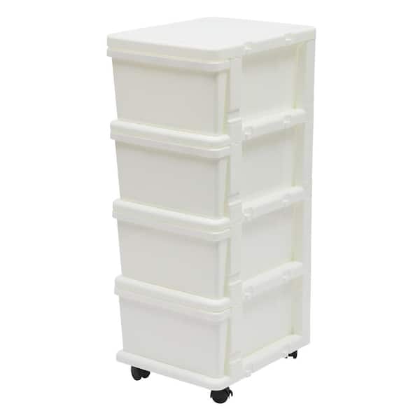 YIYIBYUS 13.3 in. W x 34.5 in. H x 16.5 in. D 4-Drawer Organizer Shelves Freestanding Cabinet in White