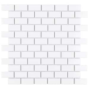Metro Subway Glossy White 11-3/4 in. x 11-3/4 in. Porcelain Mosaic Tile (9.8 sq. ft./Case)