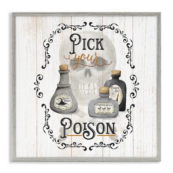 Stupell Industries Halloween Poison Jars by Deane Beesley 1-Piece Framed Graphic Print Typography Poster Art Print 24 in. x 24 in.