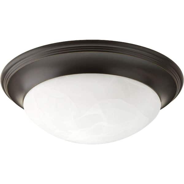 Alabaster Glass Collection 1-Light Antique Bronze Flush Mount