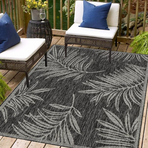 Liana Black and Gray 5 ft. x 8 ft. Indoor/Outdoor Area Rug