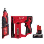 M12 12V Lithium-Ion Cordless Rotary Tool with M12 3/8 in. Crown Stapler and 6.0 Ah XC Battery Pack