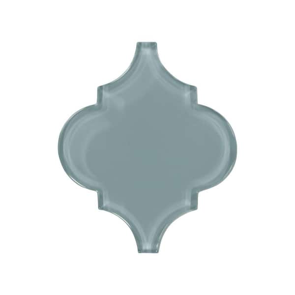 sunwings Arabesque Lantern Blue 6 in. x 6 in. Polished Glass Wall Mosaic Tile (0.25 sq. ft./Case)