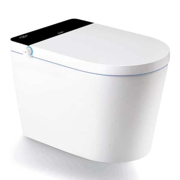 Elongated Smart Bidet Toilet 1.28 GPF in White Modern Intelligent Toilet w/ Auto Open and Close Flush Heated Seat Remote