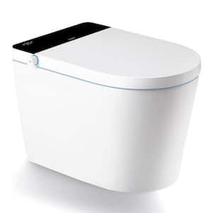 Elongated Smart Toilet Bidet in White Modern Intelligent Toilet with Auto Open, Auto Close Auto Flush Heated Seat Remote